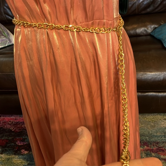 NWT Michael Kors dusty rose Maxi Dress with pink and gold shimmer fabric - Picture 3 of 5